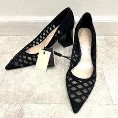 新品 ZARA ザラ パンプス ポインテッドトゥ チャンキーヒール 黒 26