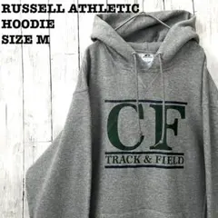 アメリカ古着　ラッセルアスレチック　プリントスエットパーカー サイズMグレー