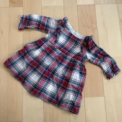 赤と緑のチェック柄シャツ サイズ80cm相当