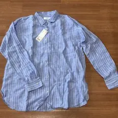 新品未使用 UNIQLO プレミアムリネン ストライプシャツ XL 麻100%