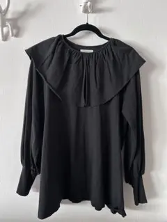 FREAK'S STORE フリークスストア　フリル付きブラック長袖シャツ