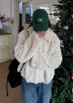 nugu ボアセミクロップドファージャケット アウター