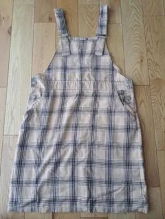 値下げ中⭐️GU チェック柄 ノースリーブサロペットワンピースKIDS Lサイズ