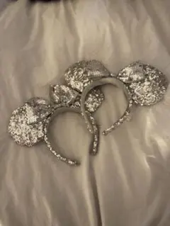 シルバー スパンコール ミニー カチューシャ 2個セット