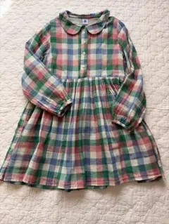 【自宅試着のみ】PETIT BATEAU チェック柄 ワンピース 140cm