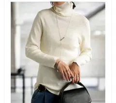 新品アンティカ発熱 ヒートリブインナー タートルニット　アイボリー