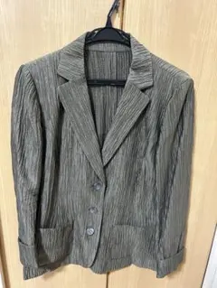 leilian しわ加工ストライプジャケット