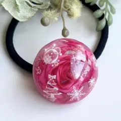 No.604　レジンヘアゴム☆薔薇×Xmas