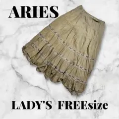 ARIES フレアスカート カーキ レース装飾 LADY'S FREEsizeのサムネイル