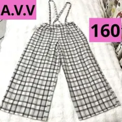 キッズ A.V.V ボトムス ロング パンツ 160 サロペット チェック 冬