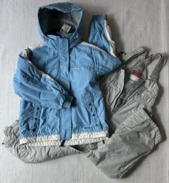 子供用 水色 防水ジャケットとオーバーオールセット