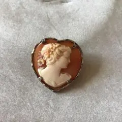 ハート型カメオブローチ シルバー製 ら3