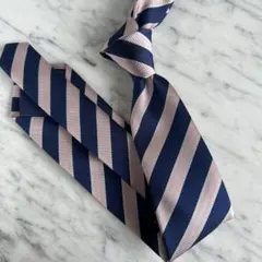 【新品】ネイビー×ピンク×シルバーレジメンストライプ