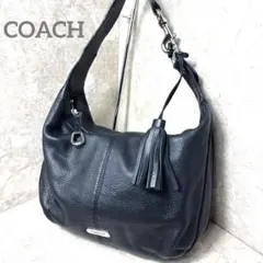 【大人気✨】COACH コーチ ブラックレザーワンショルダーバッグハーフムーン
