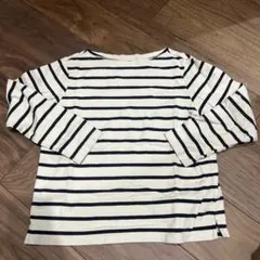 ホワイト/ネイビー ストライプ 長袖Tシャツ M ユニクロ