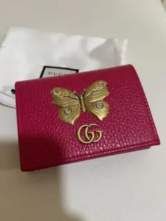 GUCCI バタフライ ミニ財布 GGロゴ ピンク 正規品 美品 - メルカリ