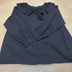 GLACIER ブラック フリル襟付きブラウス Lサイズ