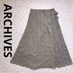 【新品】ARCHIVES アルシーヴ　バイカラーチェックスカート　ロングスカート
