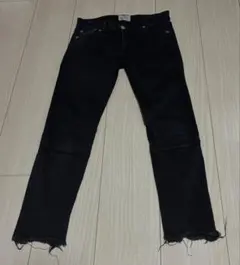 アングリッド ブラックスキニーデニム フリンジ裾 23(XS)