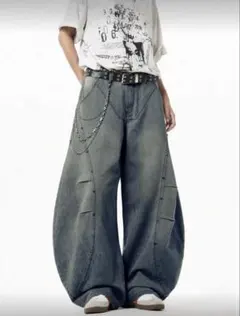 ワイドレッグジーンズ ダスティブルー