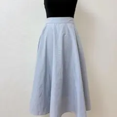 UNIQLO ユニクロ ストライプ フレアスカート ロング M 裏地付き