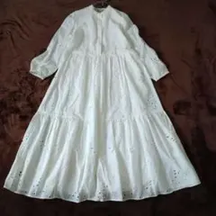 ザラ ロング ワンピース カットワーク レース 刺繍 エンブロイダリー 長袖