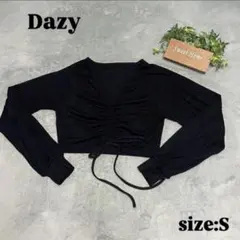 【Dazy】デイジー（S）クロップド丈 フロントギャザー トップス ブラック