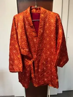 オレンジ 花柄 羽織