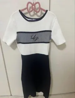 LIP SERVICE バイカラーリブニットワンピース ブラック