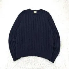 L.L.Bean ケーブル コットンニット セーター 紺 M