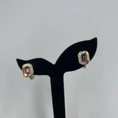 056 訳あり　Monet 紫色ストーン 八角形イヤリング