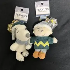 USJ マスコットキーチェーン　スヌーピー、チャーリーブラウン　クリスマス