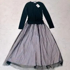 ロングワンピース　レース　パープル　タグ付き　新品