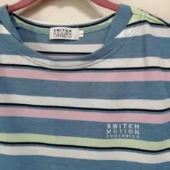 SWITCH MOTION CROCODILE 半袖 ボーダー Tシャツ Lのサムネイル