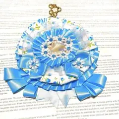 痛ロゼット　ロゼット　缶バッジ　オタ活　推し活グッズ　痛ば　水色　白　花