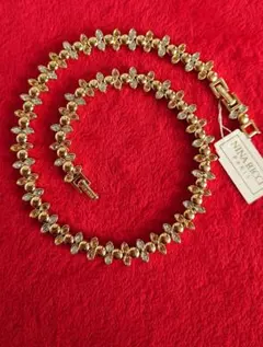 ニナリッチ ネックレス 月桂樹 草飾り 2色クリスタル ラインストーン D80