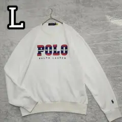 PoloRalphLaurenポロラルフローレン　トレーナー L　白 デカロゴ