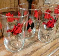 昭和レトロ ヴィンテージ 　ローズ柄　グラス 5個　洋食器　タンブラー　薔薇