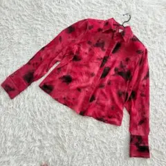 dama アンサンブル　シャツ　ブラウス　ダイダイ柄　まだら　レッド　サラサラのサムネイル
