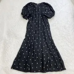 美品　Mila Owen ボリュームスリーブ　ワンピース　ロング　リネン　ドット