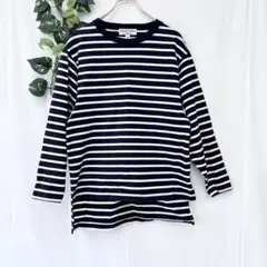 美品✨ アメリカーナ ボーダー カットソー ネイビー 白 バック ロゴ 希少 紺のサムネイル