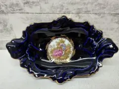 LIMOGES Fragonard 飾り皿 ボウル プレート 金彩 紺色