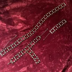 チェコ製ガラス　チョーカー/ベルト/ブレスレットの3点セット