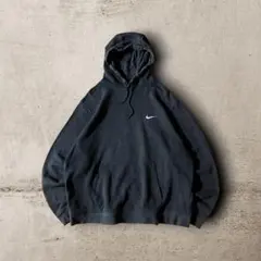 ナイキNIKEワンポイントロゴ刺繍スウェットパーカーCBOYダークネイビー2XL