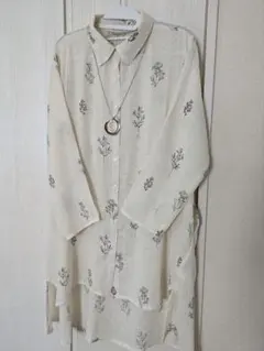 ロング丈花柄プリント 長袖シャツ