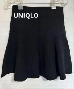 UNIQLO ブラック フレアスカート ひざ丈黒 ユニクロ ミニスカートS