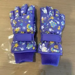 キッズ スキー＆スケート用グローブ 手袋 パープル 総柄