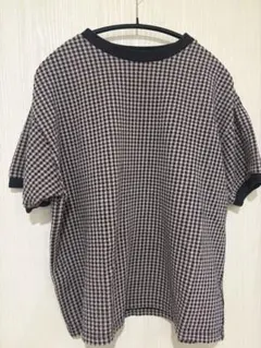 pari ci ギンガムジャガード半袖BIG Tシャツ　ピンク系のサムネイル