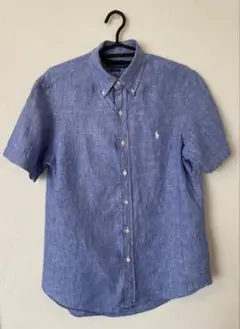 麻100% Polo Ralph Lauren 半袖シャツ ライトブルー