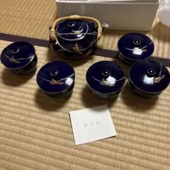 未使用　香蘭社瑠璃色蘭　茶器揃い